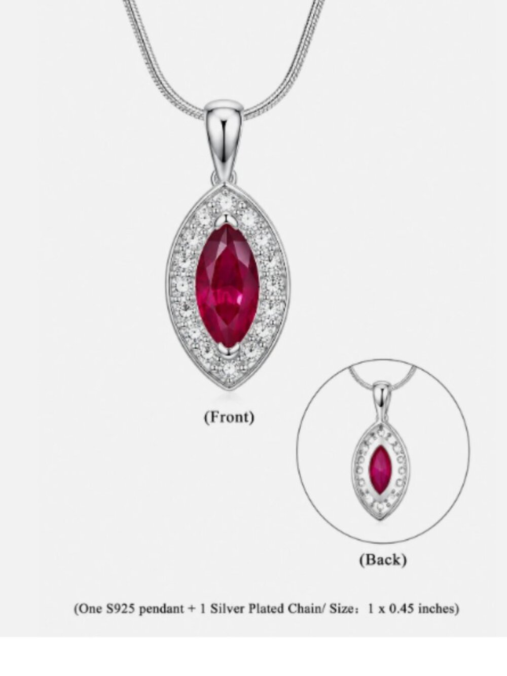 Set of 3 S925 Sterling Silver Cat Eye CZ Pendants Red Blue Aqua Necklace + Chain - Picture 2 of 4